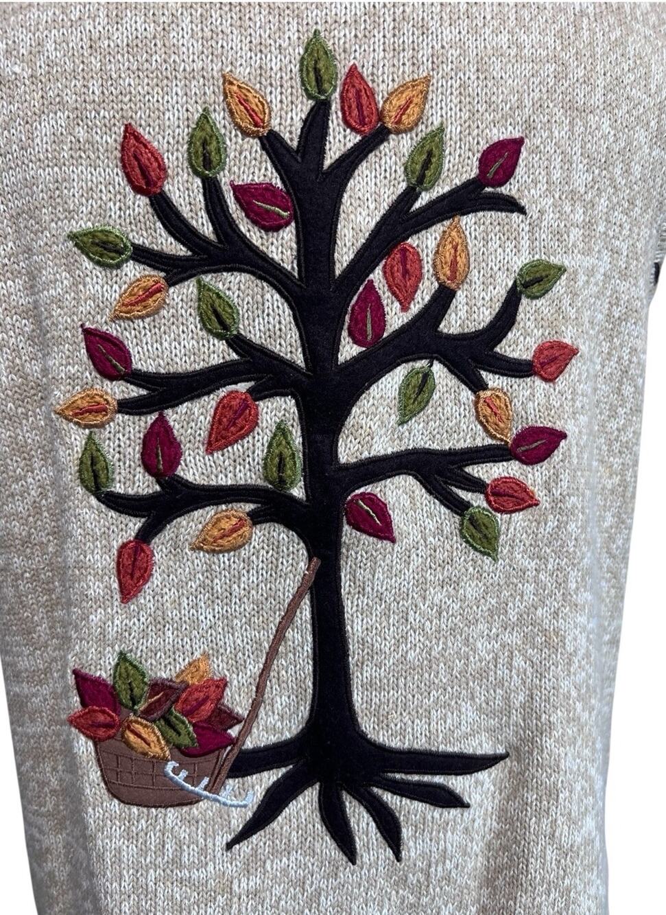 Designers Studio Sweater Vest TREE OF LIFE Maple Acorn Autumn Large NWT